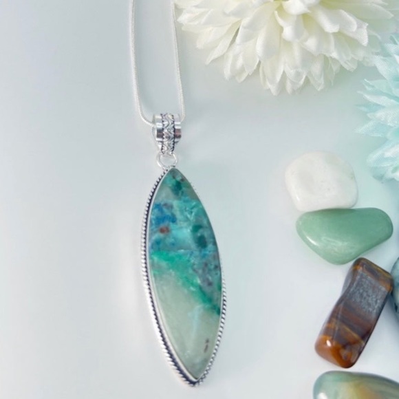 *SOLD* Rare Quantum Quattro Chrysocolla Malachite Shattuckite + Pendant Necklace - Picture 8 of 8